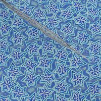 Block print stars in blue, medium