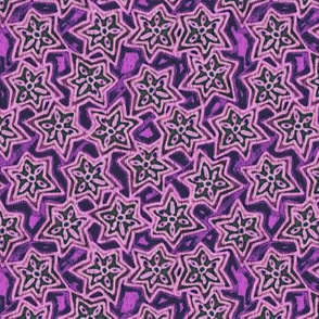 Block print stars in purple, Medium