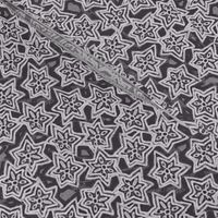 Block print stars in black, gray and white, Medium