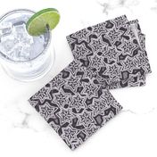 Block print stars in black, gray and white, Medium