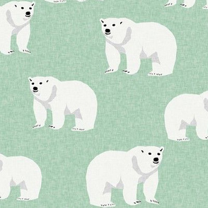polar bear arctic animal kids nature bears fabric mint