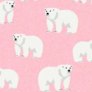 polar bear arctic animal kids nature bears fabric pink