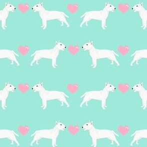 bull terrier white coat love hearts dog breed fabric terriers minty