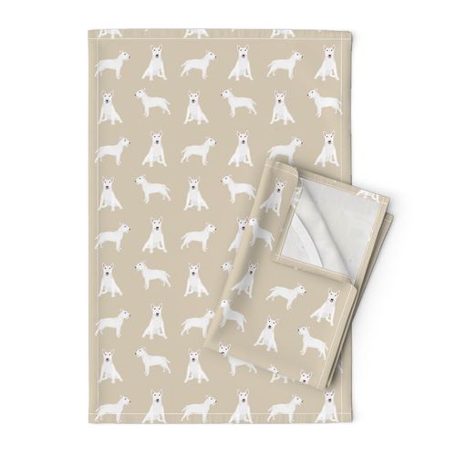 bull terrier white coat simple dog breed fabric tan