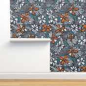 Asha Floral - Orange Aqua