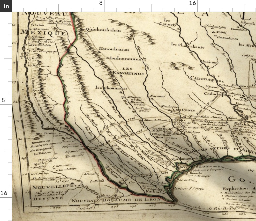 1718 Carte de la Louisiane (54"W)