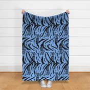 Tribal Tiger stripes print - vertical ocean blue large
