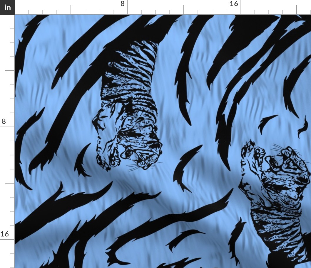 Tribal Tiger stripes print - vertical ocean blue large