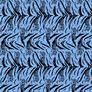 Tribal Tiger stripes print - vertical ocean blue small