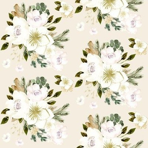 4" Pine Florals // White Linen