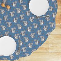 Forest Squirrel Squirrels with Leaves &  Acorn Autumn Fall on Dark Blue Navy