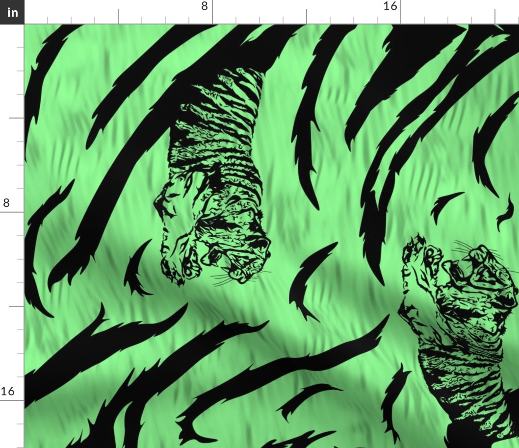 Tribal Tiger stripes print - vertical jungle green large
