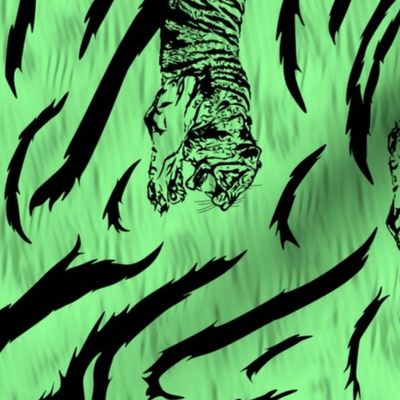 Tribal Tiger stripes print - vertical jungle green medium