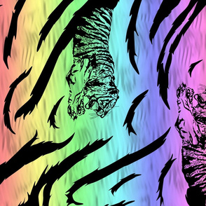 Tribal Tiger stripes print - vertical neon rainbow large