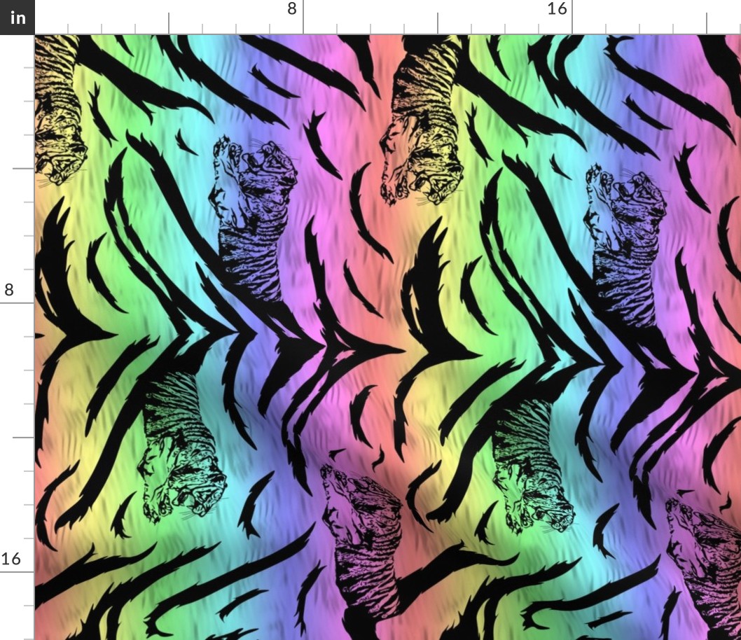 Tribal Tiger stripes print - vertical neon rainbow medium
