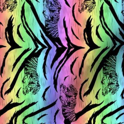 Tribal Tiger stripes print - vertical neon rainbow small