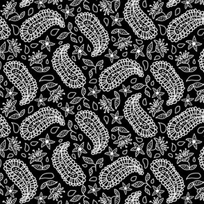 White Paisley on Black