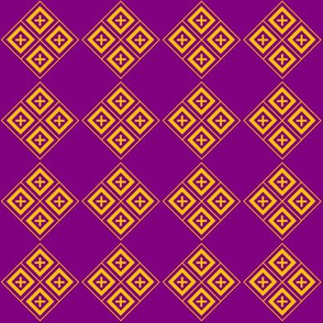 Diamond Crosses Gold on Purple Grid