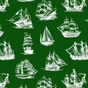 Sailing Ships on Green // Small