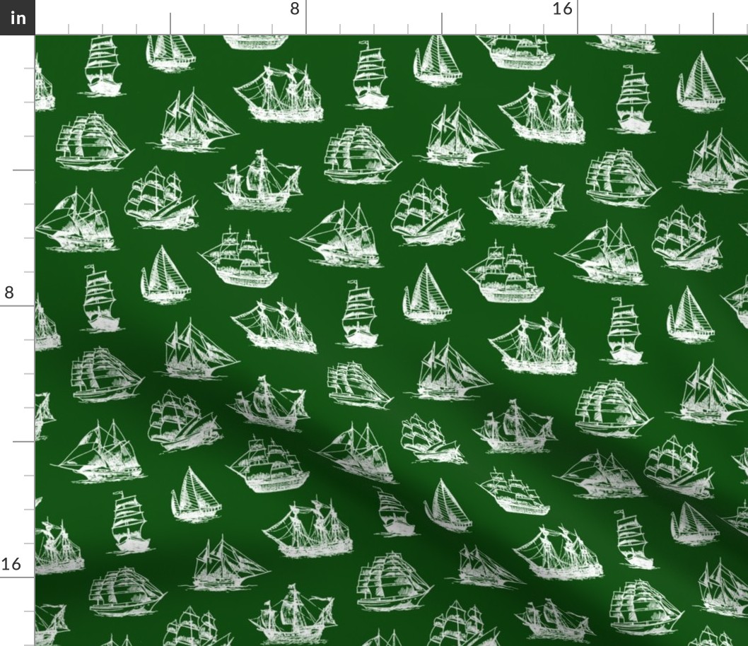 Sailing Ships on Green // Small