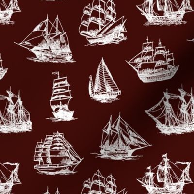 Sailing Ships on Mahogany // Small