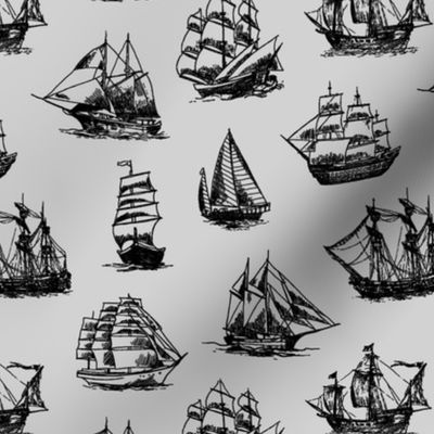 Sailing Ships on Grey // Small