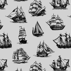 Sailing Ships on Grey // Small