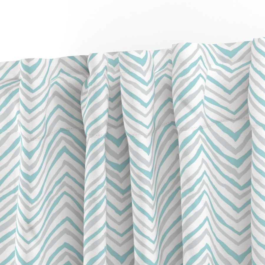 zig zag aqua gray chevron blue-green stripes