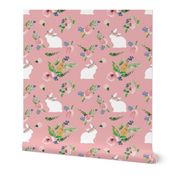 Soft Pink Floral Bunnies Easter Bunny