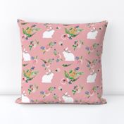 Soft Pink Floral Bunnies Easter Bunny