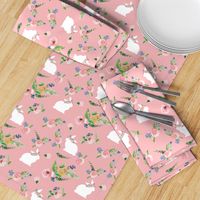 Soft Pink Floral Bunnies Easter Bunny