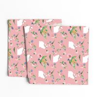 Soft Pink Floral Bunnies Easter Bunny