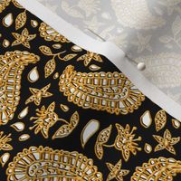 Black White and Faux Gold Paisley