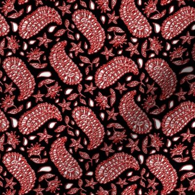 Black White and Red Paisley