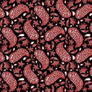 Black White and Red Paisley