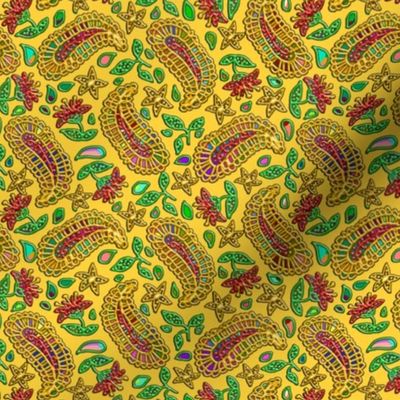 Rainbow Paisley on Golden Yellow