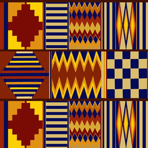 African Kente Design - Rust Navy Tan