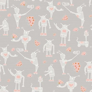 Robots and Butterflies_Mid Grey_Repeat tile