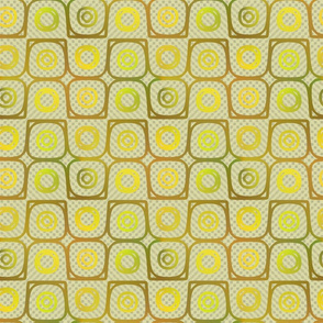 Yellow Plasma Rings on Checkerboard Background