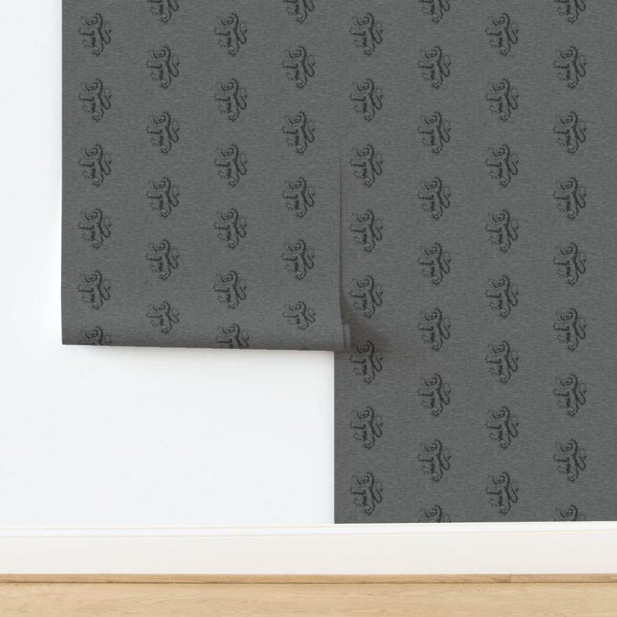 1” Gryphons Dark Grey Linen Texture- Lions