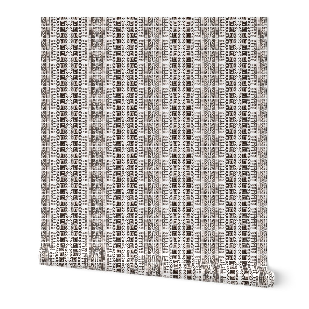 African Art Inspired Mud Cloth White-3