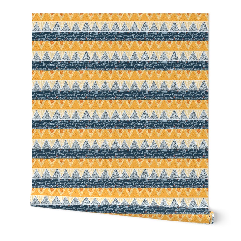 Mountain Sun by Sea Geometric Pattern