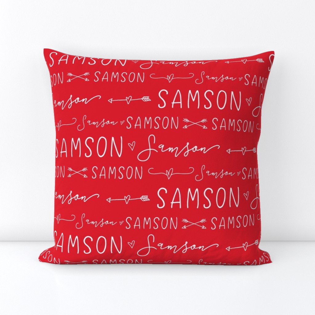 Girls Personalized Name // Red and White Doodles - Samson