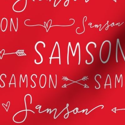 Girls Personalized Name // Red and White Doodles - Samson