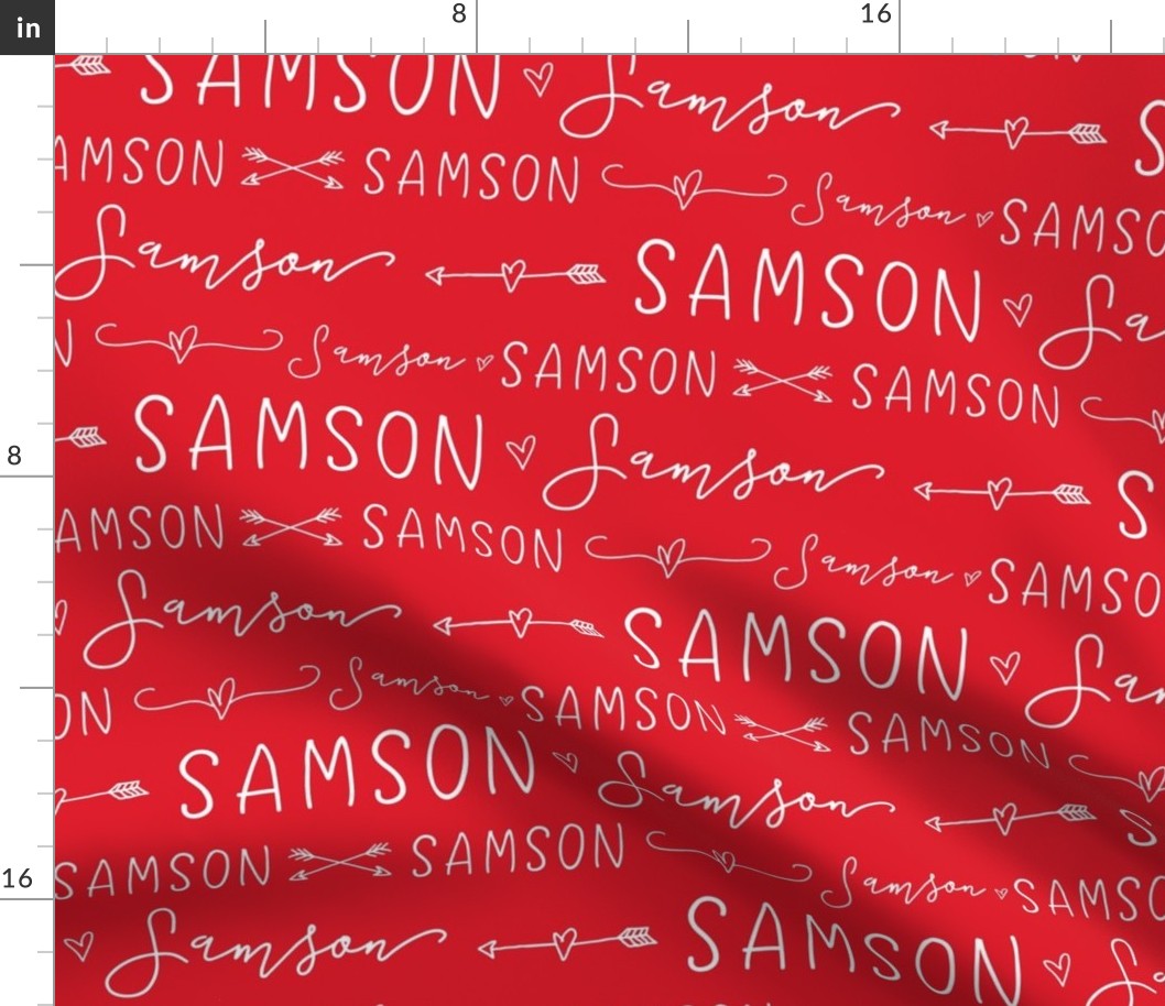 Girls Personalized Name // Red and White Doodles - Samson