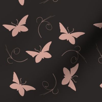 Stylized Butterflies In Flight On Chocolate Brown