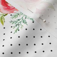8" Natural Rose Florals // Black and White Dots