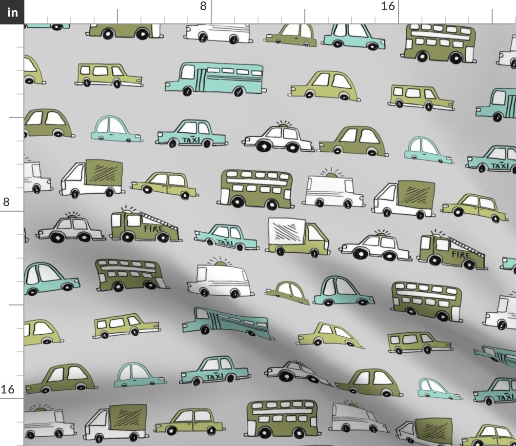 cars // baby boy fabric nursery buses car cute kids grey