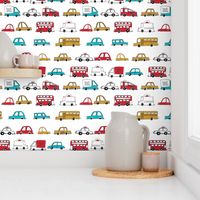 cars // baby boy fabric nursery buses car cute kids white 