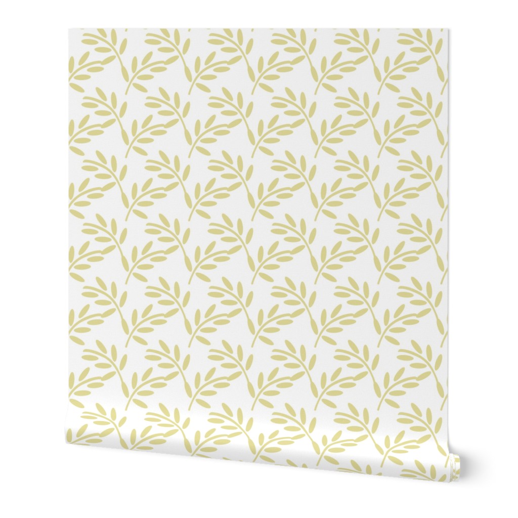 Pastel Ivory on White Modern Leaf Shapes, Garden Plants, Breezy Botanicals